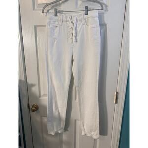 Mother Jeans The Lace Up Dazzler Ankle Chew White Almost Innocent Sz 27 $228